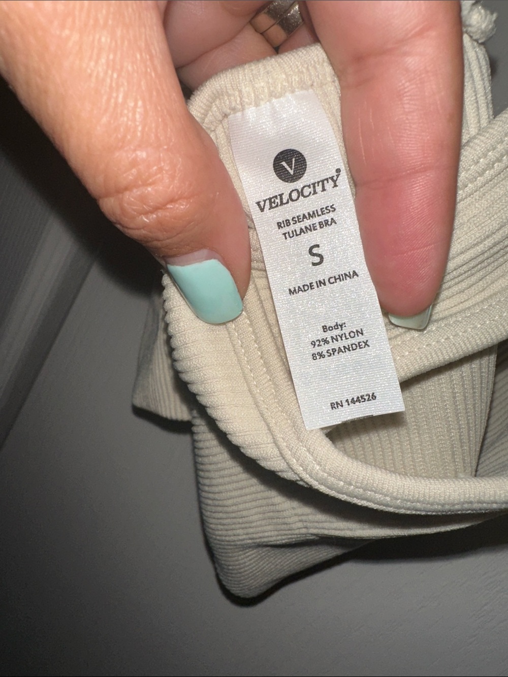 Velocity Beige Ribbed Racerback Crop Top - Picture 3 of 3